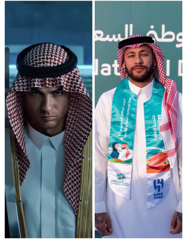 Ronaldo and Neymar in Saudi traditional attire