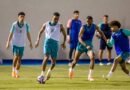 Al Fayha players during a training session ahead of their match against Al Qadsiah