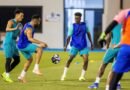 Al Fayha players during a training session ahead of their match against Al Riyadh