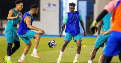 Al Fayha players during a training session ahead of their match against Al Riyadh