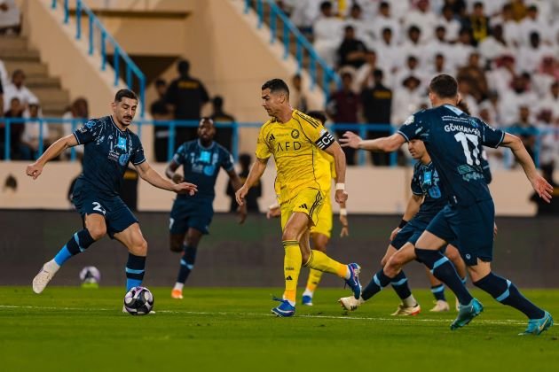 Al Nassr players during a training session ahead of their match against Al Ahli