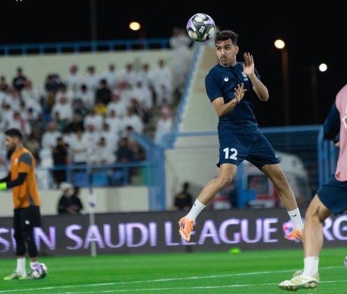 Al Okhdood players during a training session ahead of their match against Al Ettifaq