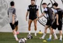 Al Shabab players during a training session ahead of their match against Al Nassr