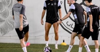 Al Shabab players during a training session ahead of their match against Al Nassr