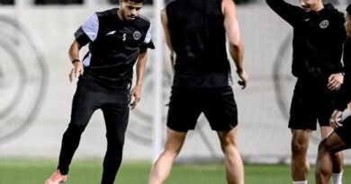 Al Shabab players during a training session ahead of their match against Al Fateh