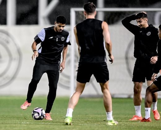 Al Shabab players during a training session ahead of their match against Al Fateh