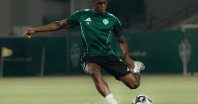 Al Ahli players during a training session ahead of their match against Al Kholood