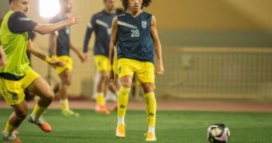 Al Hazem players during a training session ahead of their match against Al Taawoun