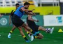 Al Ittihad players during a training session ahead of their match against Al Qadsiah