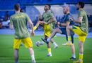 Al Khaleej players during a training session ahead of their match against Al Ahli