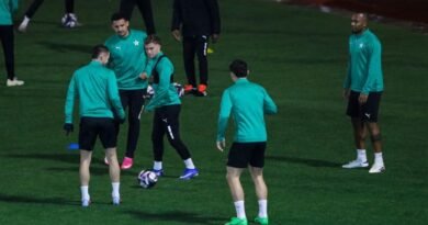 Al Najmah players during a training session ahead of their match against Al Shabab