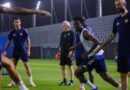 Al Nassr players during a training session ahead of their match against Damac