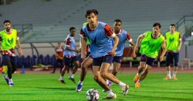 Al Riyadh players during a training session ahead of their match against Al Okhdood