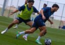 NEOM SC players during a training session ahead of their match against Al Ettifaq