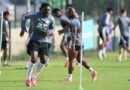 Al Faisaly players during a training session ahead of their match against NEOM SC