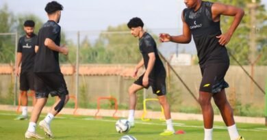 Al Hazem players during a training session ahead of their match against Diriyah