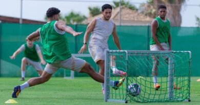 Al Kholood players during a training session ahead of their match against Al Taawoun
