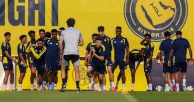 Al Nassr players during a training session ahead of their match against Al Fateh