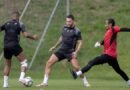 Al Shabab players during a training session ahead of their match against Al Qadsiah