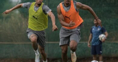 NEOM SC players during a training session ahead of their match against Al Fayha
