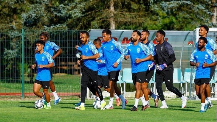 Abha players during a training session ahead of their match against Al Khaleej