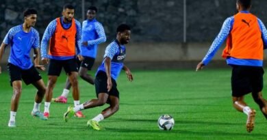 Abha players during a training session ahead of their match against Al Ettifaq
