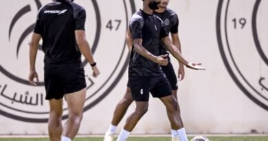 Al Shabab players during a training session ahead of their match against Al Fayha
