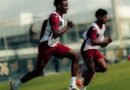 Diriyah Club players during a training session ahead of their match against Al Kholood