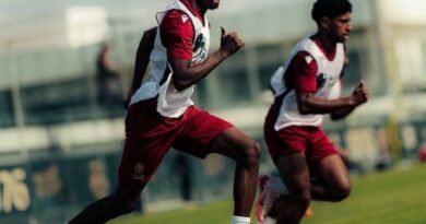 Diriyah Club players during a training session ahead of their match against Al Kholood