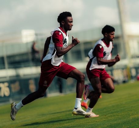 Diriyah Club players during a training session ahead of their match against Al Kholood
