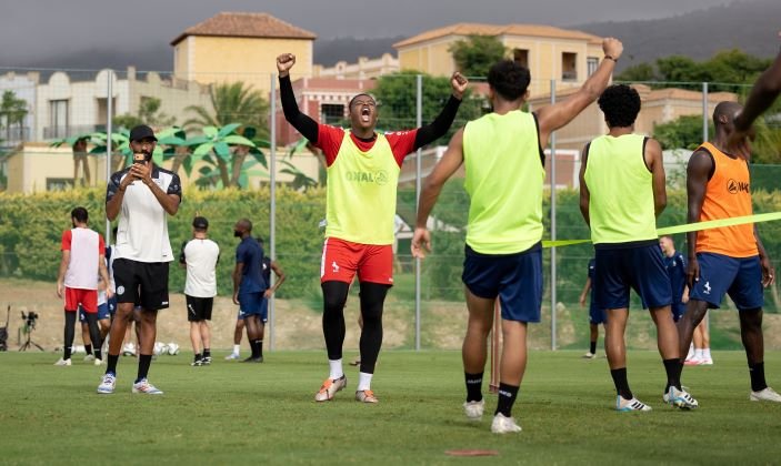 Al Ettifaq players during a training session ahead of their match against Al Nassr