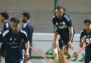 Al Faisaly players during a training session ahead of their match against Al Hazem