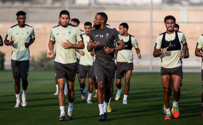 Al Fateh players during a training session ahead of their match against Al Ahli