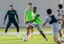 Al Fayha players during a training session ahead of their match against Al Kholood