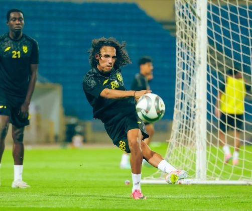 Al Hazem players during a training session ahead of their match against Al Taawoun