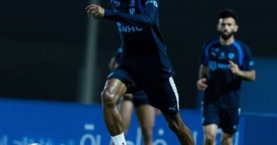 Al Hilal players during a training session ahead of their match against Al Ittihad