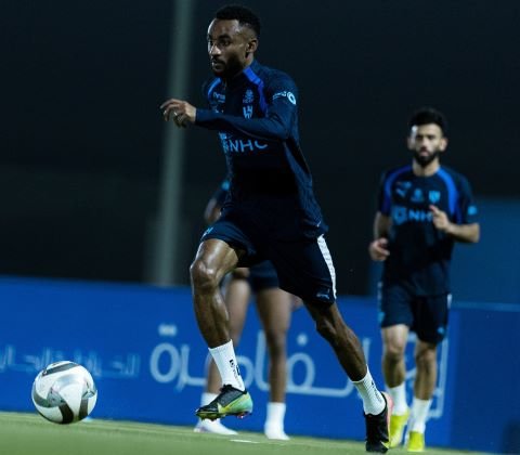 Al Hilal players during a training session ahead of their match against Al Ittihad