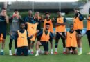 Al Hilal players during a training session ahead of their match against Al Ahli