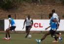 Al Ittihad players during a training session ahead of their match against Al Hazem
