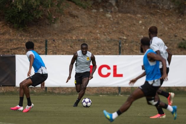 Al Ittihad players during a training session ahead of their match against Al Hazem