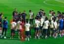 Al Khaleej players during a training session ahead of their match against Al Nassr