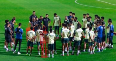 Al Khaleej players during a training session ahead of their match against Al Nassr
