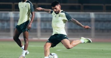 Al Khaleej players during a training session ahead of their match against Al Riyadh
