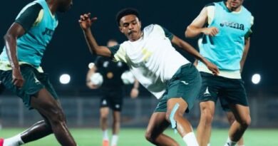 Al Khaleej players during a training session ahead of their match against Al Hilal
