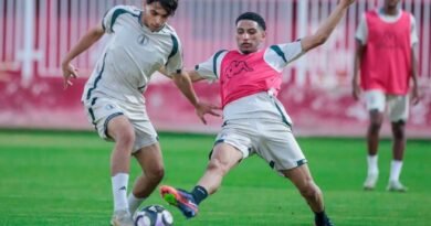 Al Kholood players during a training session ahead of their match against Al Ahli