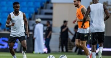 Al Kholood players during a training session ahead of their match against Al Qadsiah