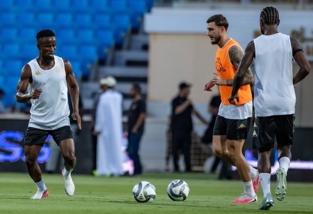 Al Kholood players during a training session ahead of their match against Al Qadsiah