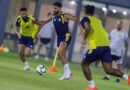 Al Nassr players during a training session ahead of their match against Abha