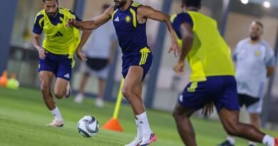 Al Nassr players during a training session ahead of their match against Abha