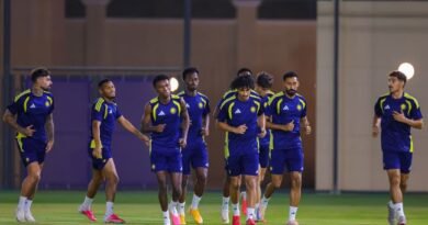 Al Nassr players during a training session ahead of their match against Al Diriyah